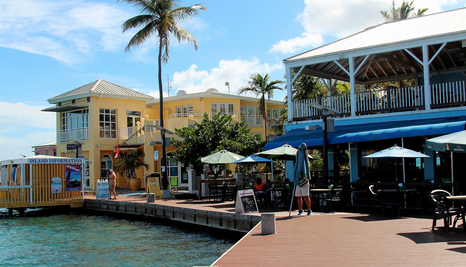 Restaurants and shops along the Christiansted boardwalk on St. Croix